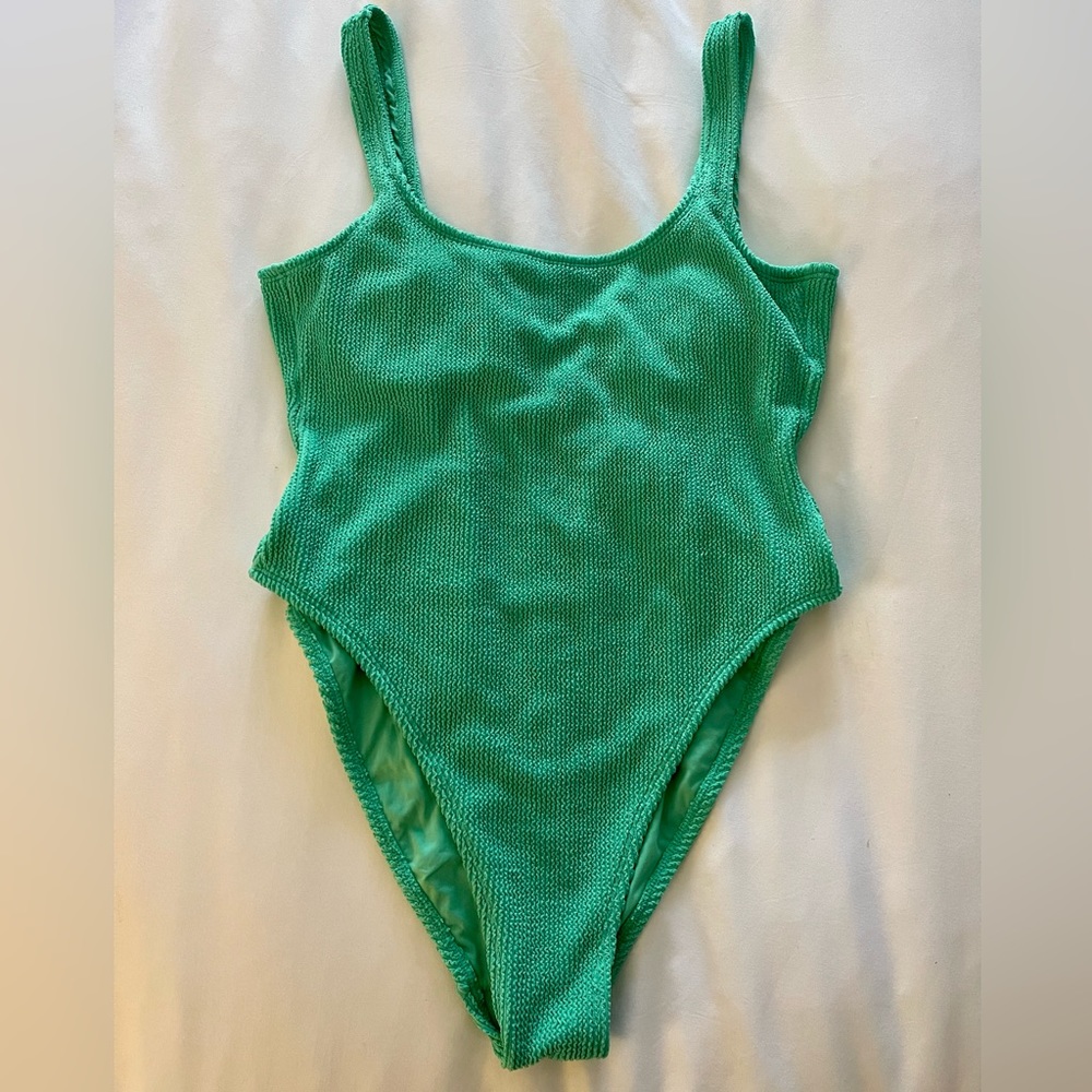 One Piece High Leg Crinkle Swimsuit
